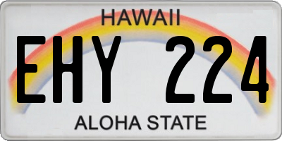 HI license plate EHY224