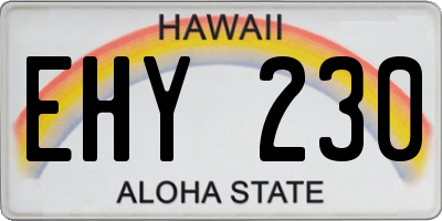 HI license plate EHY230