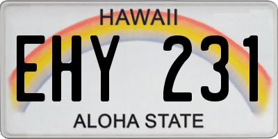 HI license plate EHY231