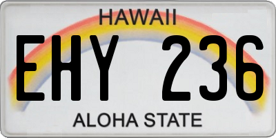 HI license plate EHY236