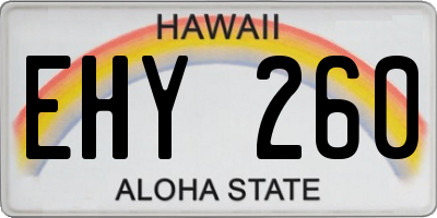 HI license plate EHY260