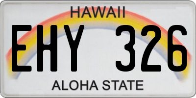 HI license plate EHY326