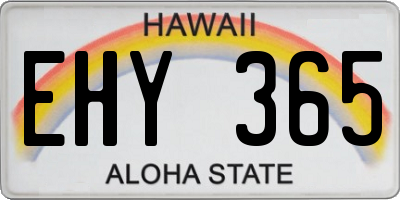 HI license plate EHY365