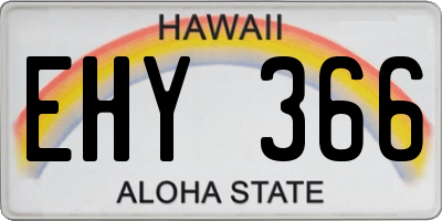 HI license plate EHY366