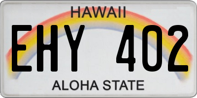 HI license plate EHY402