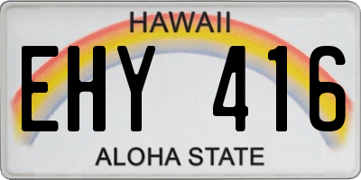 HI license plate EHY416