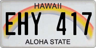 HI license plate EHY417