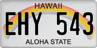 HI license plate EHY543