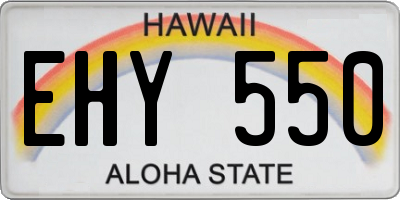 HI license plate EHY550
