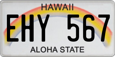 HI license plate EHY567