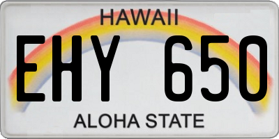 HI license plate EHY650