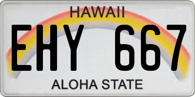 HI license plate EHY667