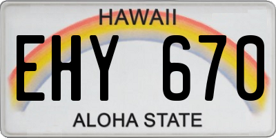 HI license plate EHY670
