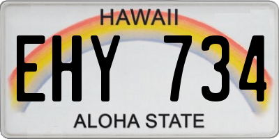 HI license plate EHY734