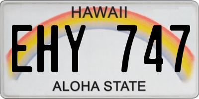 HI license plate EHY747
