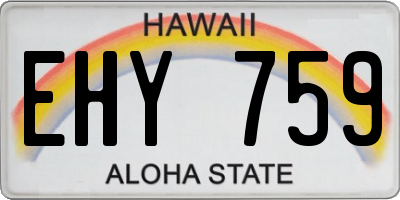 HI license plate EHY759