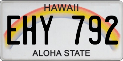 HI license plate EHY792