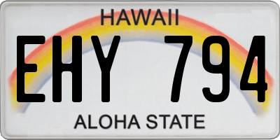 HI license plate EHY794
