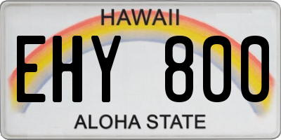 HI license plate EHY800
