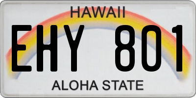 HI license plate EHY801