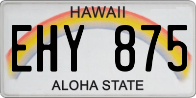 HI license plate EHY875