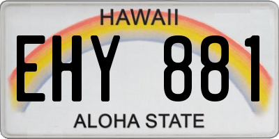 HI license plate EHY881