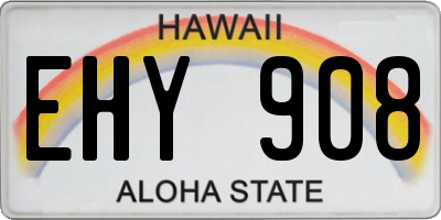 HI license plate EHY908