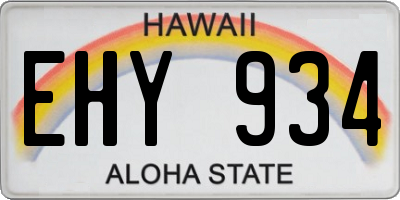 HI license plate EHY934