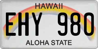 HI license plate EHY980