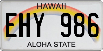 HI license plate EHY986