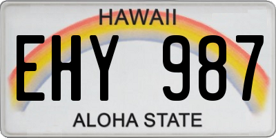 HI license plate EHY987