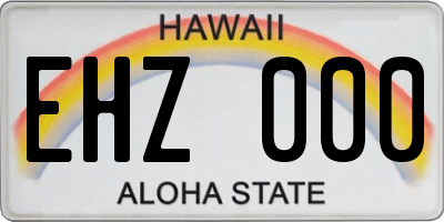 HI license plate EHZ000