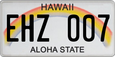 HI license plate EHZ007