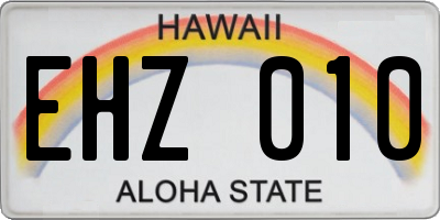 HI license plate EHZ010