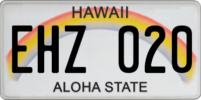 HI license plate EHZ020