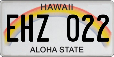 HI license plate EHZ022