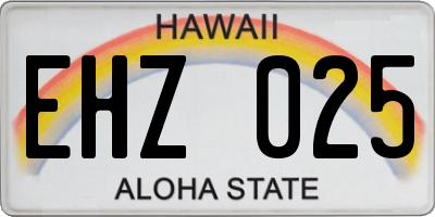 HI license plate EHZ025