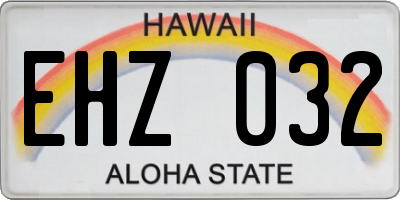 HI license plate EHZ032