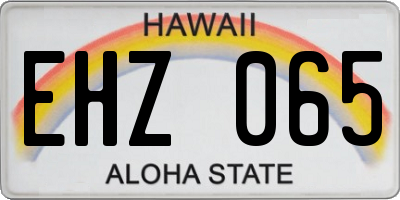 HI license plate EHZ065