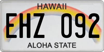 HI license plate EHZ092