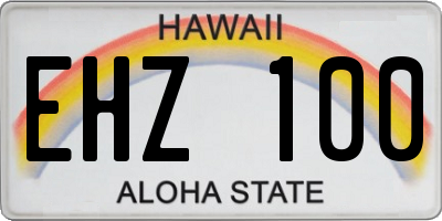 HI license plate EHZ100