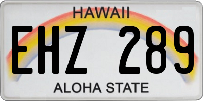 HI license plate EHZ289