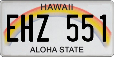 HI license plate EHZ551