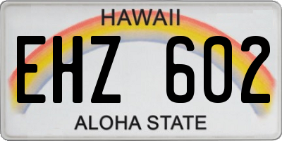 HI license plate EHZ602