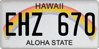 HI license plate EHZ670