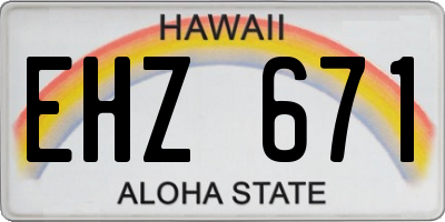 HI license plate EHZ671