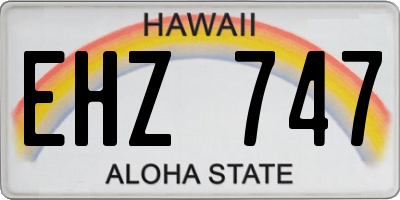 HI license plate EHZ747