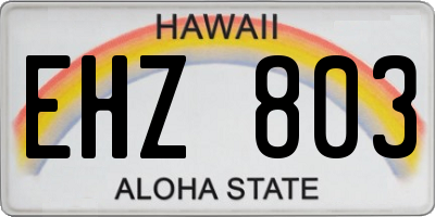 HI license plate EHZ803