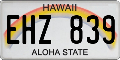 HI license plate EHZ839