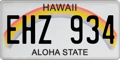 HI license plate EHZ934